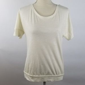 Loft Pullover Short Sleeve Top Cream Tone Sz S